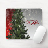 Christmas monogram Green Tree Red Silver Snowflake マウスパッド (マウス)
