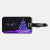 Christmas Monogram Pink Blue Winter Black Rustic ラゲッジタグ (裏面横)