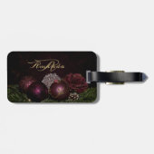Christmas Monogram Pink Ornament Green Black ラゲッジタグ (裏面横)