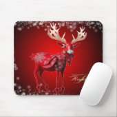 Christmas Monogram Red Reindeer Winter Holidays マウスパッド (マウス)