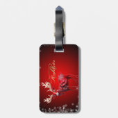 Christmas Monogram Red Reindeer Winter Holidays ラゲッジタグ (裏面縦)