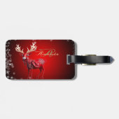 Christmas Monogram Red Reindeer Winter Holidays ラゲッジタグ (裏面横)