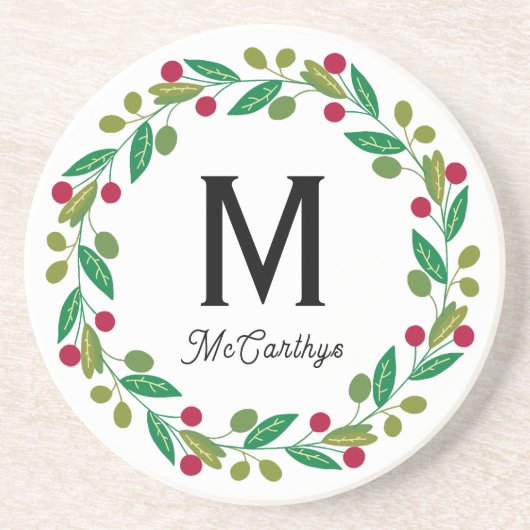 Christmas Monogram sandstone コースター (正面)