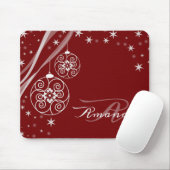 Christmas Monogram White Ornaments Red Elegant マウスパッド (マウス)