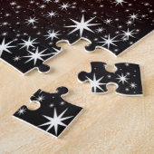 Christmas Monogram White Stars Tree Red Snowflakes ジグソーパズル (側面)