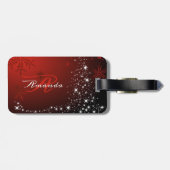 Christmas Monogram White Stars Tree Red Snowflakes ラゲッジタグ (裏面横)
