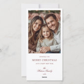 Christmas Monogram Wreath Blush Bow Photo シーズンカード (裏面)