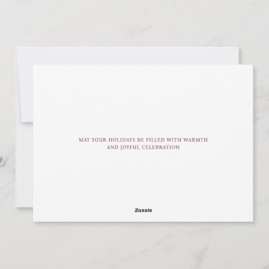 Christmas Monogram Wreath Blush Bow Photo シーズンカード (裏面)