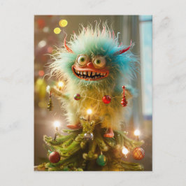 Christmas monster at Christmass tree ポストカード