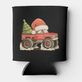 Christmas Monster Truck Santa Hat Xmas Holiday 缶クーラー (正面)
