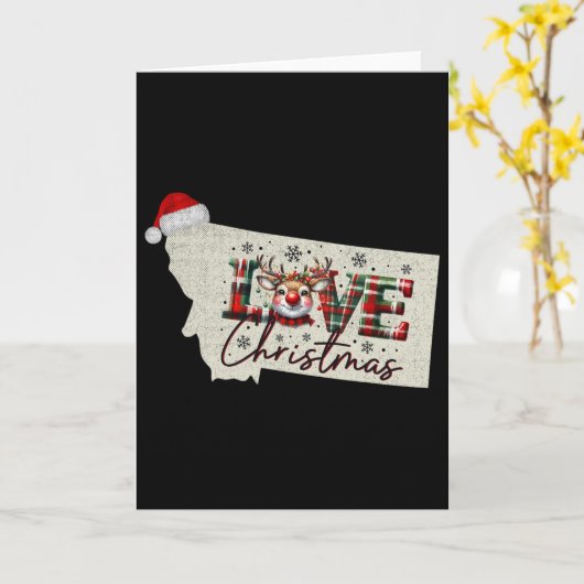 Christmas Montana Xmas State Map Montana Christmas カード (黄色い花)