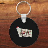 Christmas Montana Xmas State Map Montana Christmas キーホルダー (正面)