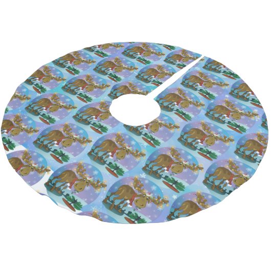 Christmas Moose ブラッシュドポリエステルツリースカート (アングル)