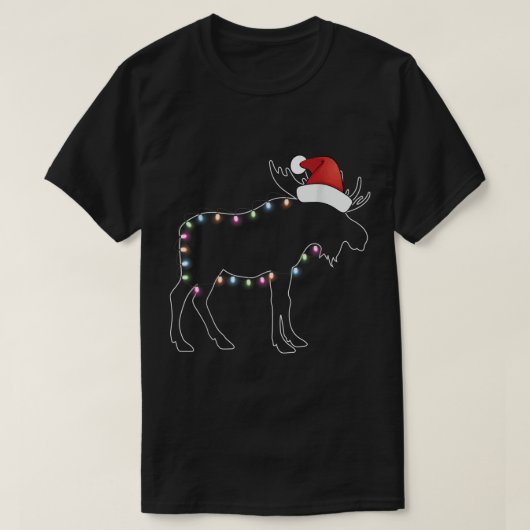 Christmas Moose | Festive Holiday Lights Outline Tシャツ (デザイン正面)