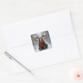 Christmas Moose In a Snowy Forest スクエアシール (封筒)