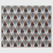 Christmas Moose In a Snowy Forest ラッピングペーパー (フラット)