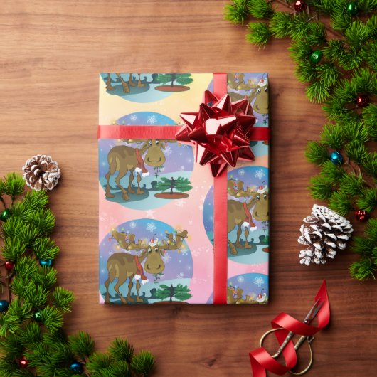 Christmas Moose smaller print Wrapping Paper ラッピングペーパー (クリスマスギフト)