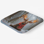 Christmas Moose Wearing Scarf and Lights ペーパープレート (傾斜あり)