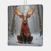 Christmas Moose With Holiday Lights セラミックオーナメント (左)