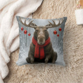 Christmas Moose With Holiday Ornaments クッション (ブランケット)