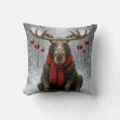 Christmas Moose With Holiday Ornaments クッション (正面)
