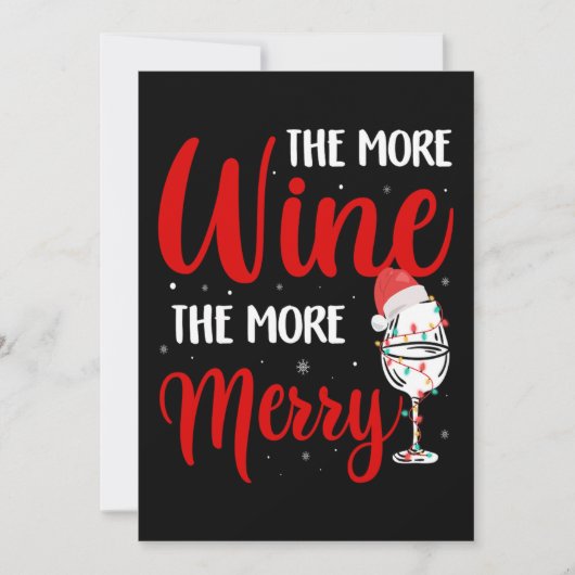 Christmas More Wine More Merry Funny Wine Lover シーズンカード (正面)