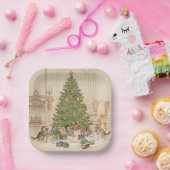 Christmas Morning for the Kittens Paper Plates ペーパープレート (パーティー)