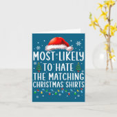 Christmas Most Likely To Hate Matching Funny Famil カード (黄色い花)