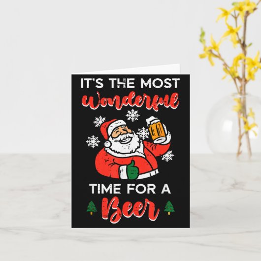 Christmas Most Wonderful Time For Funny Santa Xmas カード (黄色い花)