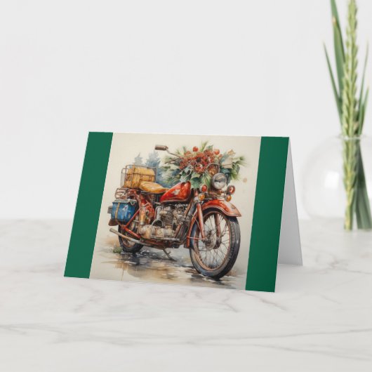 Christmas MotorcycleFolded Holiday Card シーズンカード (正面)