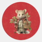Christmas Mouse ラウンドシール (正面)