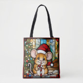 Christmas Mouse Faux Stained Glass トートバッグ (正面)