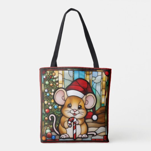 Christmas Mouse Faux Stained Glass トートバッグ (裏面)