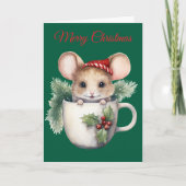 Christmas Mouse in Teacup シーズンカード (正面)