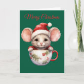 Christmas Mouse in Teacup シーズンカード (正面)