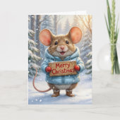 Christmas Mouse In Winter Forest カード (正面)