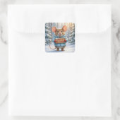 Christmas Mouse In Winter Forest スクエアシール (バッグ)