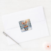 Christmas Mouse In Winter Forest スクエアシール (封筒)