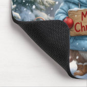 Christmas Mouse In Winter Forest マウスパッド (コーナー)