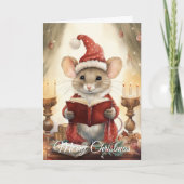 Christmas Mouse reading シーズンカード (正面)
