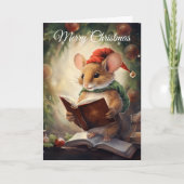 Christmas Mouse reading シーズンカード (正面)