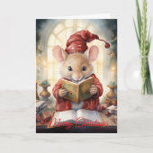 Christmas Mouse reading シーズンカード (正面)