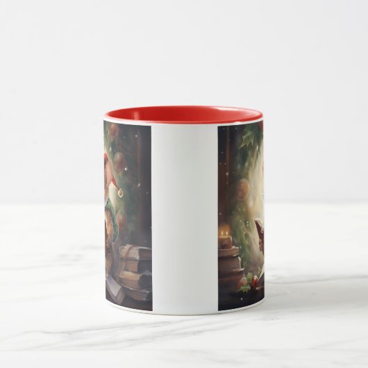 Christmas Mouse reading マグカップ (中央)