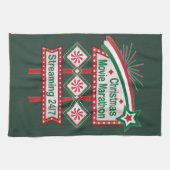 Christmas Movie Marathon Retro Marquee Festive キッチンタオル (横)