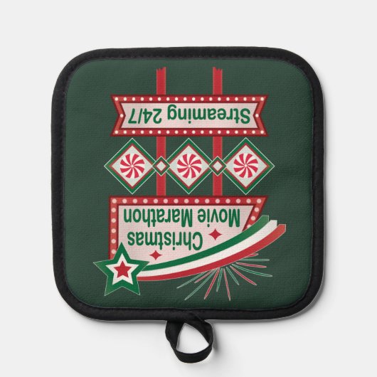 Christmas Movie Marathon Retro Marquee Festive 鍋敷き (正面)