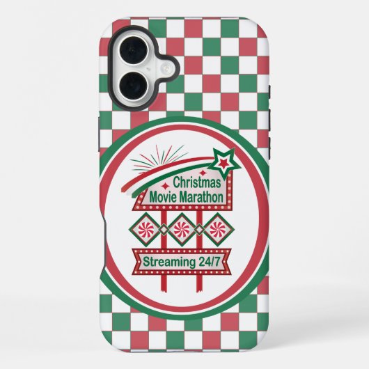 Christmas Movie Marathon Retro Marquee Festive iPhoneケース (裏面)