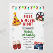 Christmas Movie Pizza and Pajama Party Invitation 招待状 (正面/裏面)