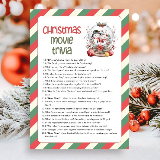 Christmas Movie Trivia  Game シーズンカード