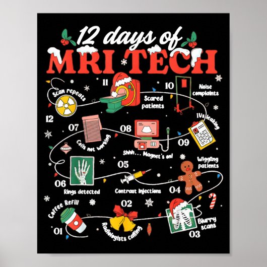 Christmas Mri Tech 12 Days Of Mri Technician New M ポスター (正面)