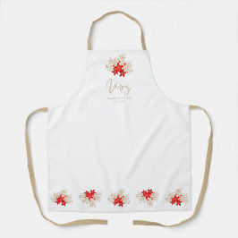 Christmas MRS Holly Branches Poinsettias Bouquet エプロン